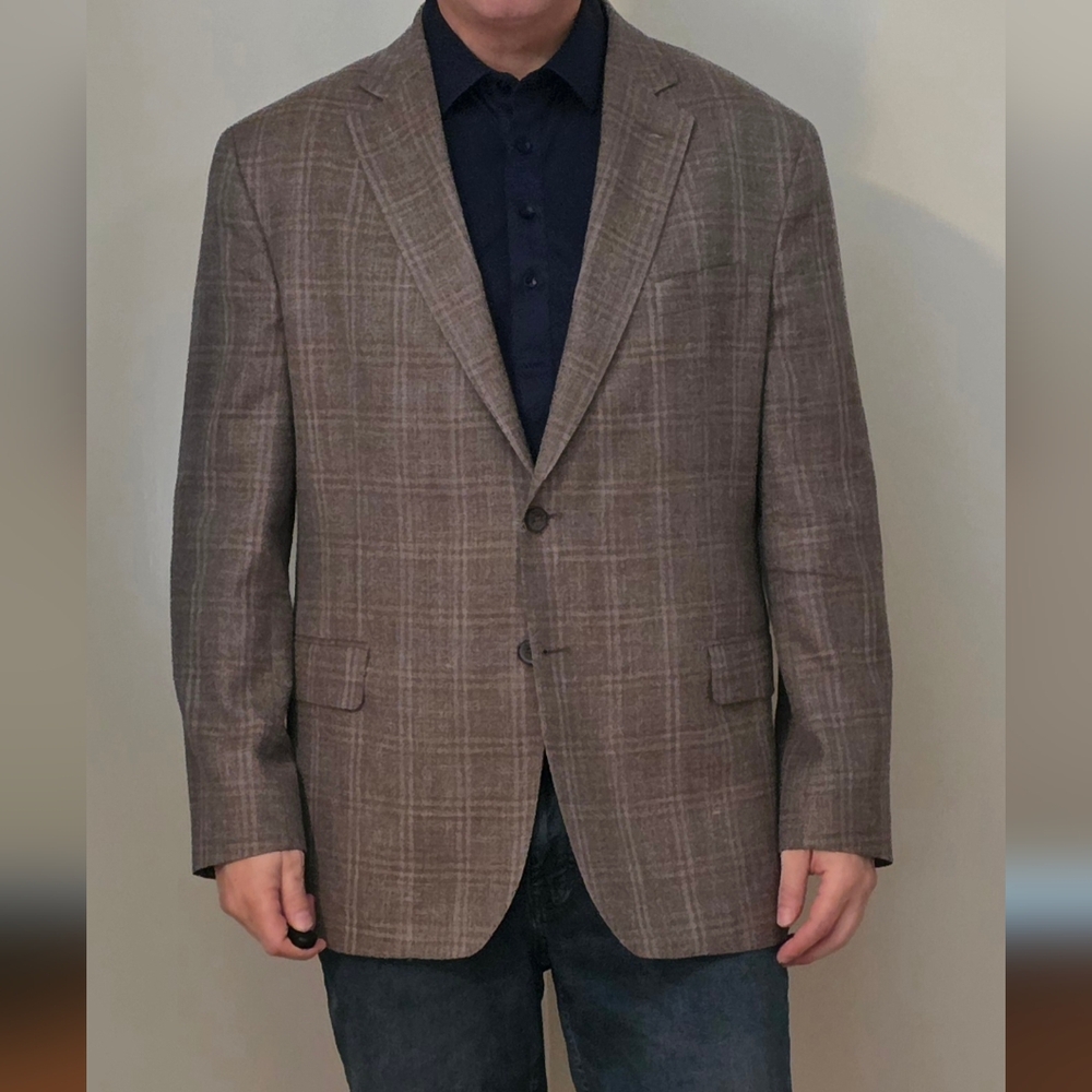 Joseph Abboud Taupe Checkered Blazer